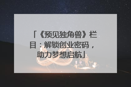《预见独角兽》栏目：解锁创业密码，助力梦想启航