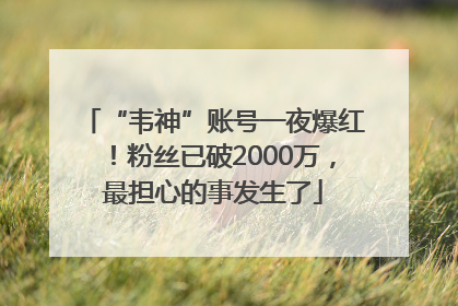 “韦神”账号一夜爆红！粉丝已破2000万，最担心的事发生了