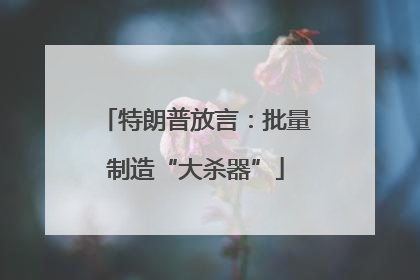 特朗普放言：批量制造“大杀器”