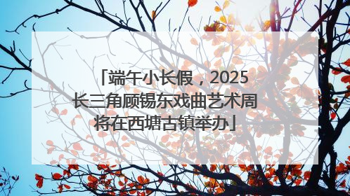 端午小长假，2025长三角顾锡东戏曲艺术周将在西塘古镇举办