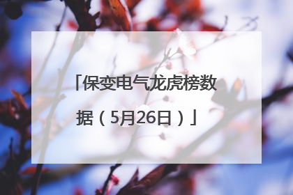 保变电气龙虎榜数据（5月26日）