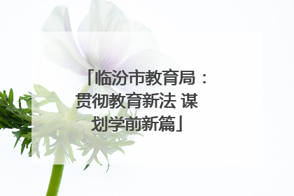 临汾市教育局：贯彻教育新法 谋划学前新篇