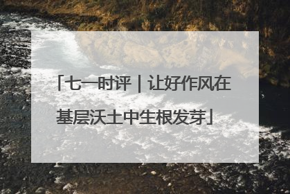 七一时评｜让好作风在基层沃土中生根发芽