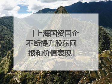 上海国资国企不断提升股东回报和价值表现