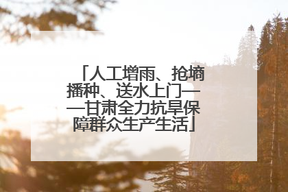 人工增雨、抢墒播种、送水上门——甘肃全力抗旱保障群众生产生活