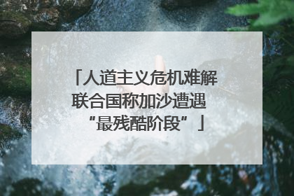 人道主义危机难解 联合国称加沙遭遇“最残酷阶段”