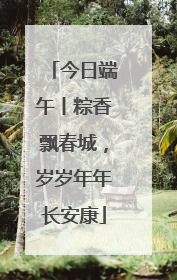 今日端午丨粽香飘春城，岁岁年年长安康