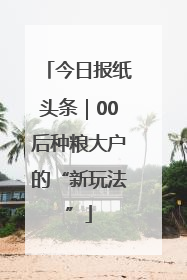 今日报纸头条｜00后种粮大户的“新玩法”
