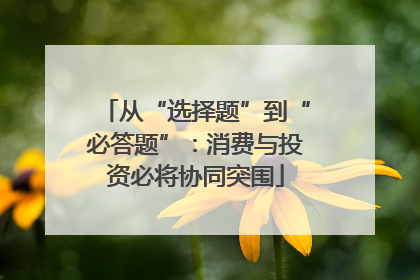 从“选择题”到“必答题”：消费与投资必将协同突围