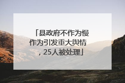 县政府不作为慢作为引发重大舆情，25人被处理