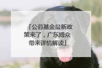 公募基金最新政策来了，广东博众带来详情解读