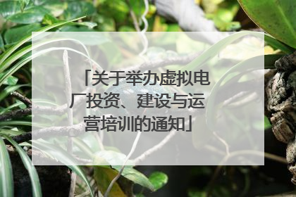 关于举办虚拟电厂投资、建设与运营培训的通知
