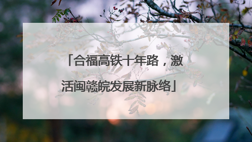 合福高铁十年路，激活闽赣皖发展新脉络