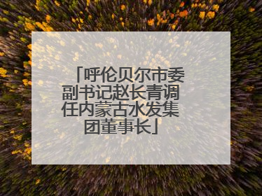呼伦贝尔市委副书记赵长青调任内蒙古水发集团董事长