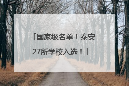国家级名单！泰安27所学校入选！