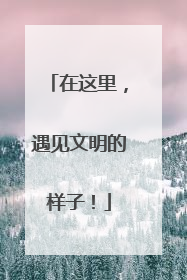 在这里，遇见文明的样子！