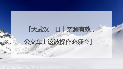 大武汉一日丨亲测有效，公交车上这波操作必须夸