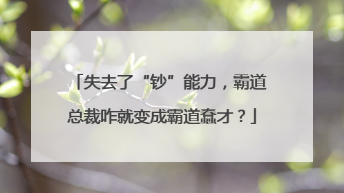 失去了“钞”能力，霸道总裁咋就变成霸道蠢才？
