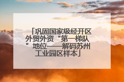 巩固国家级经开区外贸外资“第一梯队”地位——解码苏州工业园区样本
