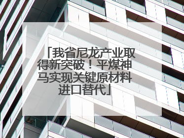 我省尼龙产业取得新突破！平煤神马实现关键原材料进口替代