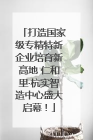 打造国家级专精特新企业培育新高地 仁和里·杭实智造中心盛大启幕！