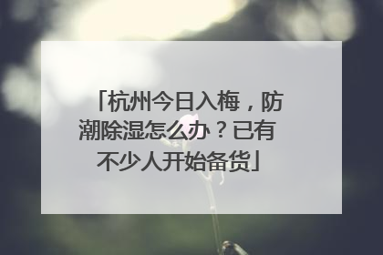 杭州今日入梅，防潮除湿怎么办？已有不少人开始备货