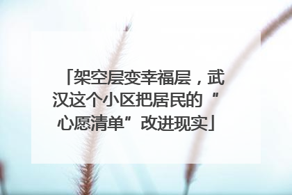 架空层变幸福层，武汉这个小区把居民的“心愿清单”改进现实