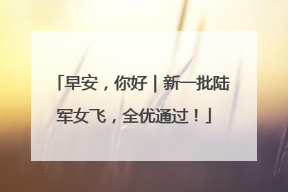 早安，你好｜新一批陆军女飞，全优通过！