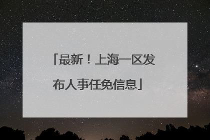 最新！上海一区发布人事任免信息