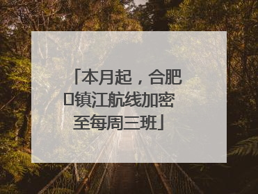 本月起，合肥⇋镇江航线加密至每周三班