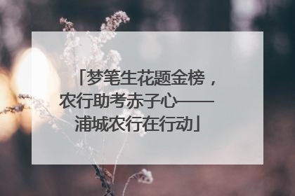 梦笔生花题金榜，农行助考赤子心——浦城农行在行动