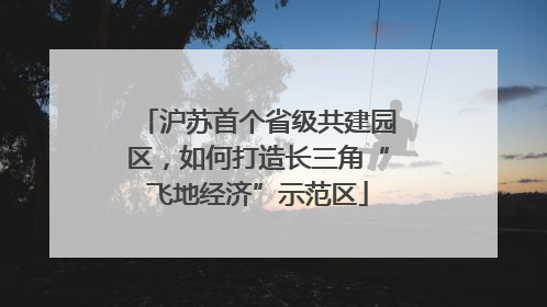 沪苏首个省级共建园区，如何打造长三角“飞地经济”示范区
