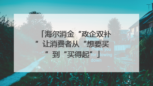 海尔消金“政企双补”让消费者从“想要买”到“买得起”