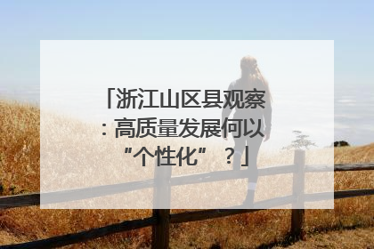 浙江山区县观察：高质量发展何以“个性化”？