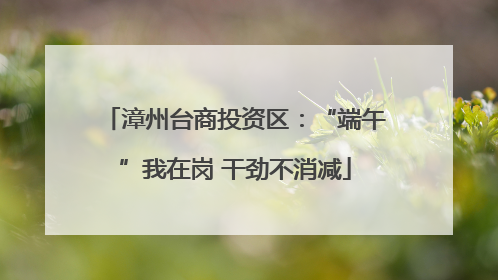 漳州台商投资区：“端午”我在岗 干劲不消减