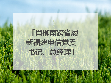 肖柳南跨省履新福建电信党委书记、总经理