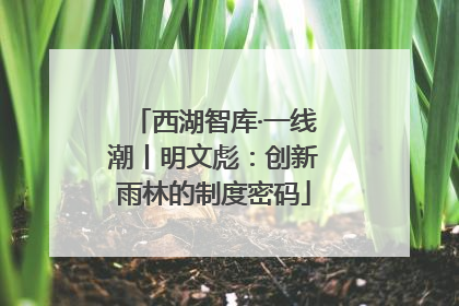 西湖智库·一线潮丨明文彪：创新雨林的制度密码