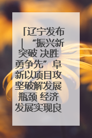 辽宁发布｜“振兴新突破 决胜勇争先”阜新以项目攻坚破解发展瓶颈 经济发展实现良好开局