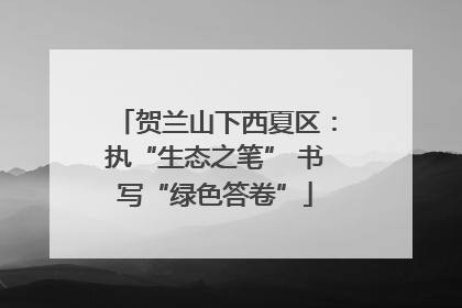 贺兰山下西夏区：执“生态之笔” 书写“绿色答卷”
