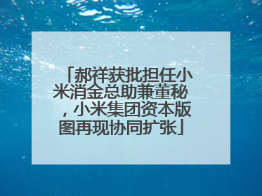 郝祥获批担任小米消金总助兼董秘，小米集团资本版图再现协同扩张