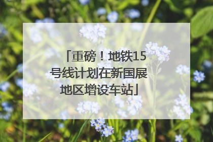 重磅！地铁15号线计划在新国展地区增设车站