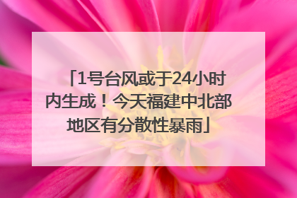 1号台风或于24小时内生成！今天福建中北部地区有分散性暴雨